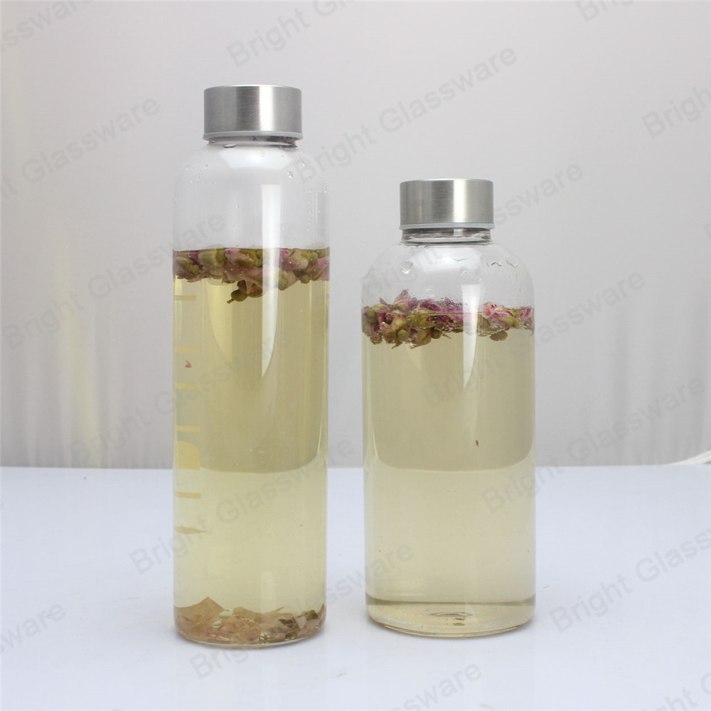 500ml 550ml 650ml 750ml High borosilicate glass water bottle with lid
