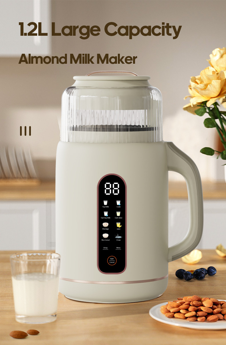 Electric Soup Maker 1200ML Soybean Milk Maker Heating Blender Soundproof Cover