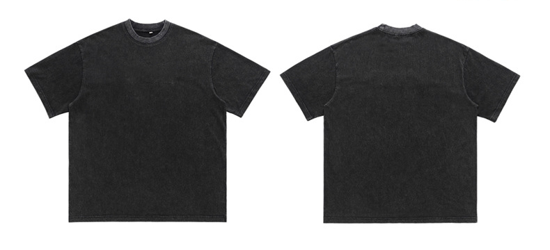 Blank Vintage Men's Clothing 230g Washed 3D Steel Print Casual Short Sleeve T-Shirt