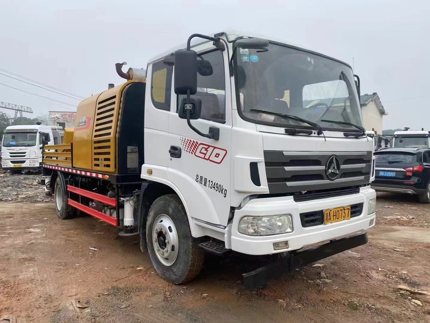 2019 Model Used Transported Mobile Concrete Pump Sany Chassis With YC4E6185 Engine