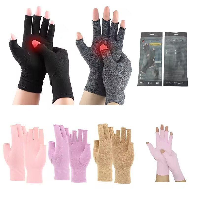 Half Fingerless T Typing A Anti Rrheumatoid Arthritis Compression Hand Therapy Cotton Spandex Gloves For Women Pain Relief