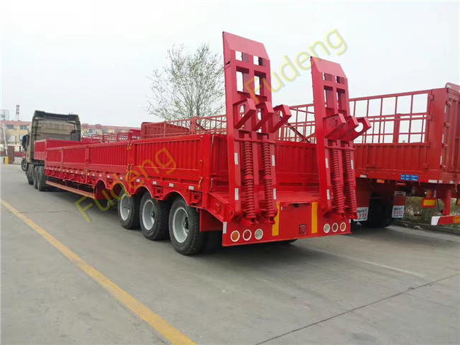 Heavy hydraulic low bed semi truck trailer low loader 80 ton capacity