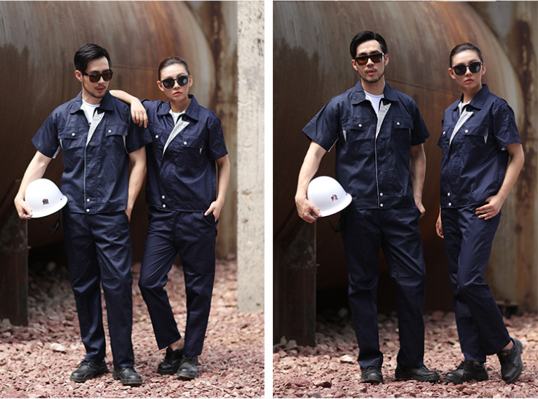 Customized Unisex Cotton Work Clothes for Men and Women Two Pieces Industrial Uniform