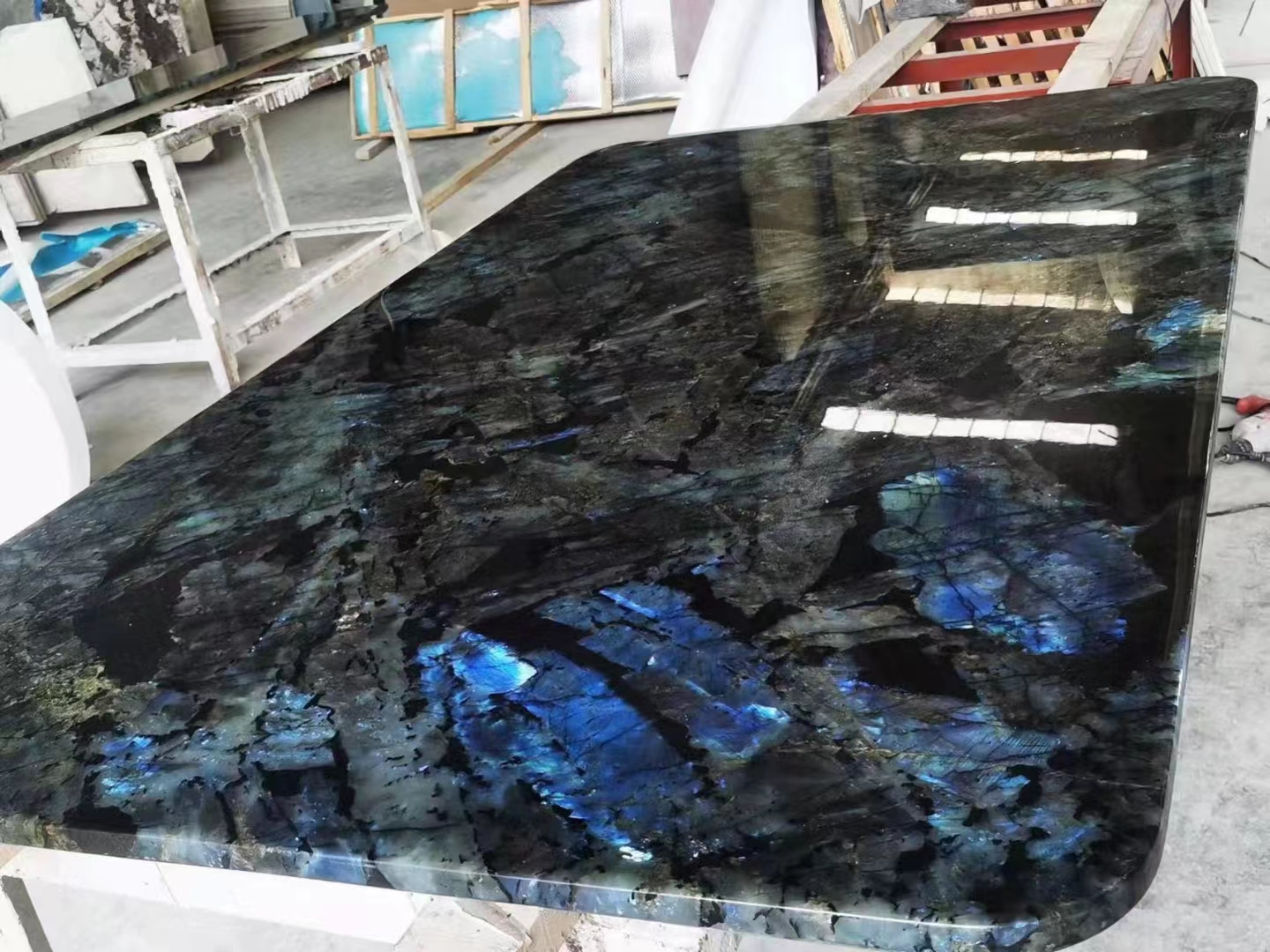 15-18mm Thickness Azul Bahia Marble Transparent Crystal Blue Onyx Marble Tile at Good