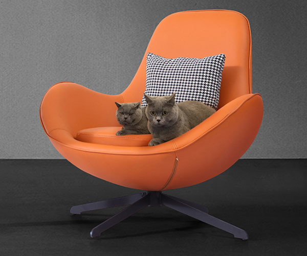 Children'S Lounge Gray Swivel Egg Chair Indoor With Cushion Leisure 90cm