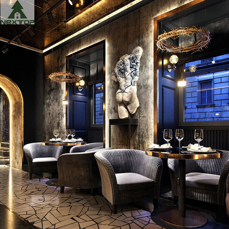 Customization Pub Table Chairs Combination Metal Leisure Drinks Table Fabric Sofa Card Seat