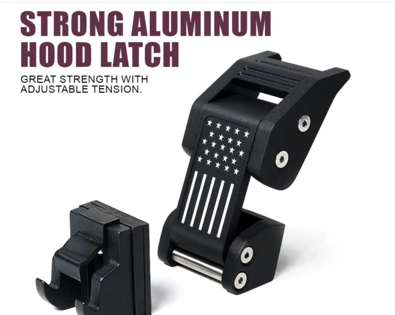 Stainless Black Lock Car Accessories Steel Locking Hood Latch Catch Kit For Jeep Wrangler JK