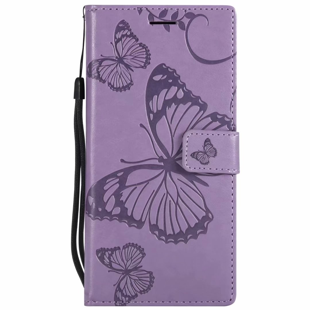 Huawei P20 Pro Embossing 3D Butterfly Leather Bracket Stand Wallet Case with wristlet strap