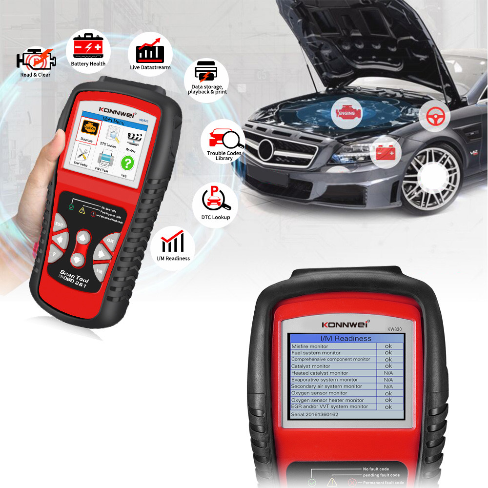 Enhanced OBD2 Diagnostic Code Reader Kw830 2.8 Inches Big TFT Color Screen