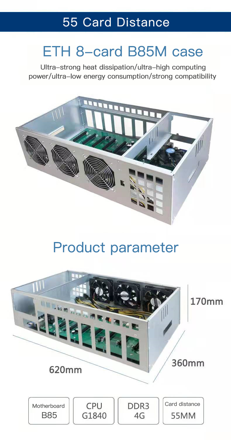 Wholesale Empty Server Case Rig B85 55MM case 8 GPU Machine GPU for gpu rig PC server case