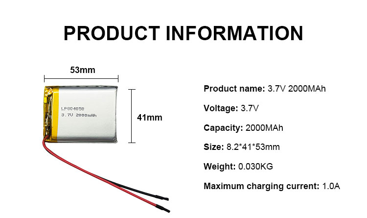 OEM 3.7v 2000mah LiPo Battery Power Lithium Ion Polymer Rechargeable Battery