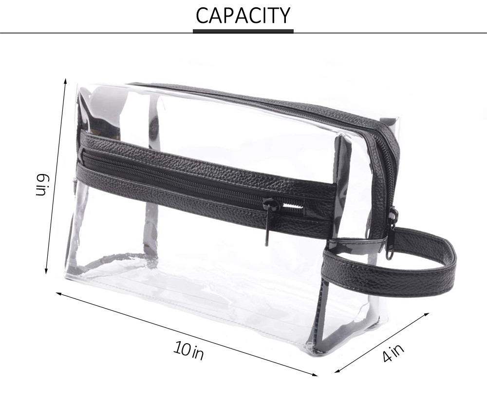 Water Resistant Zipper Transparent Mens Shaving Bag For Travel