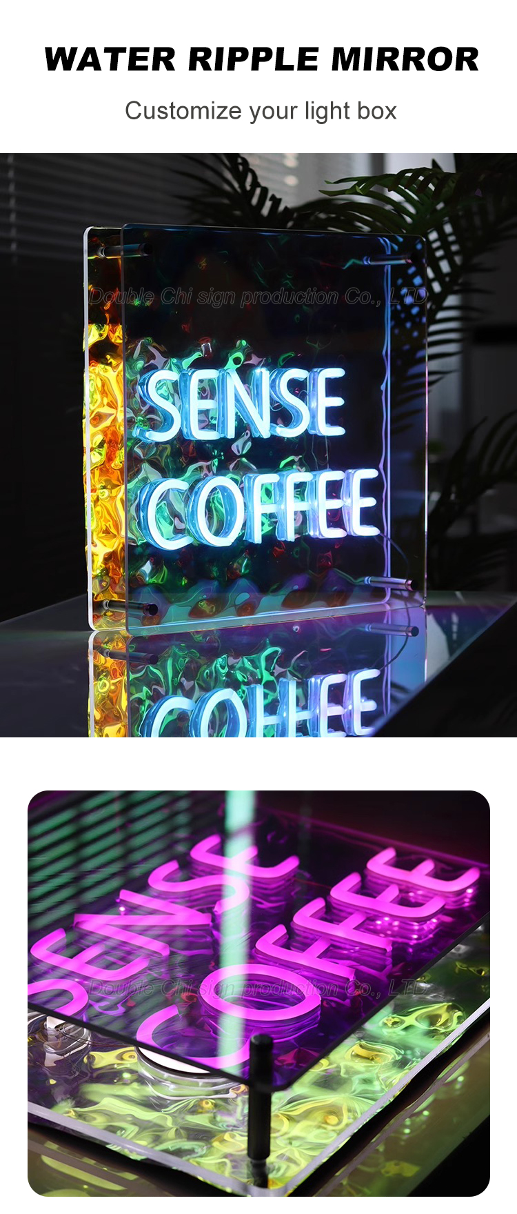 Acrylic 3D Hologram Display Screen LED Digital Signage for Mirror Sign Letters Light Box