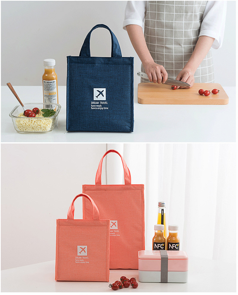 Factory Polyester Office Reusable Bento Lunch Box Tote Handbag
