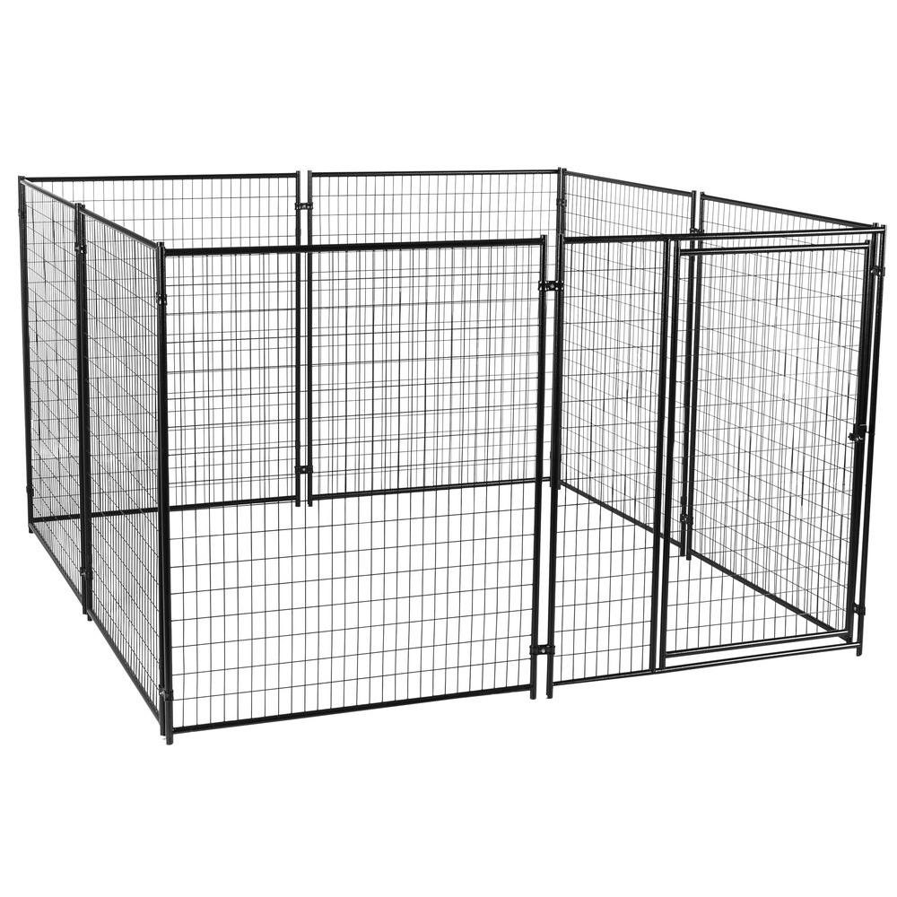 Waterproof Heavy Duty Dog Kennel With Roof 8 X 4 X 6ft Black Animal Plastic Tray