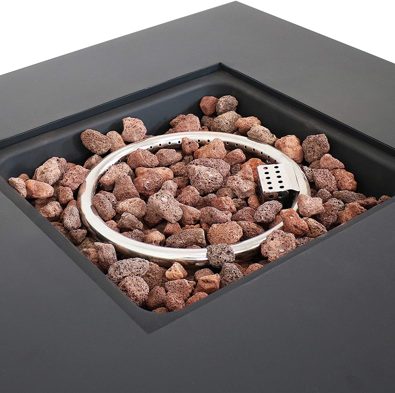Metal Propane Brazier Gas Square Fire Pit Great For Patio Deck Or Backyard