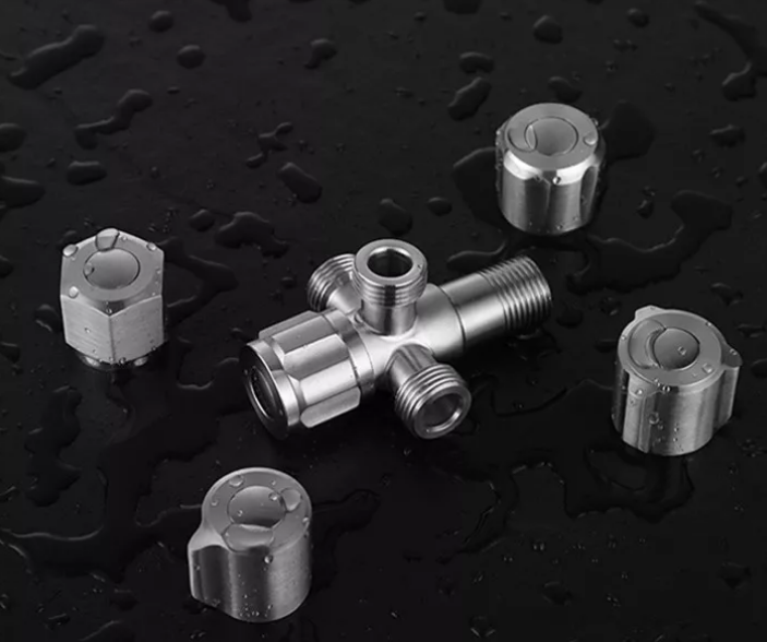 Bathroom Faucet Spout Feature With Diverter Chrome Plated Angle Valve For Faucet Fittings