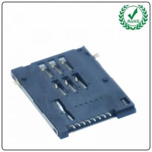 China 6+2 Pin Sim Card Connector Adapt Slot Push Push Type With Switch Diagonal Column on sale