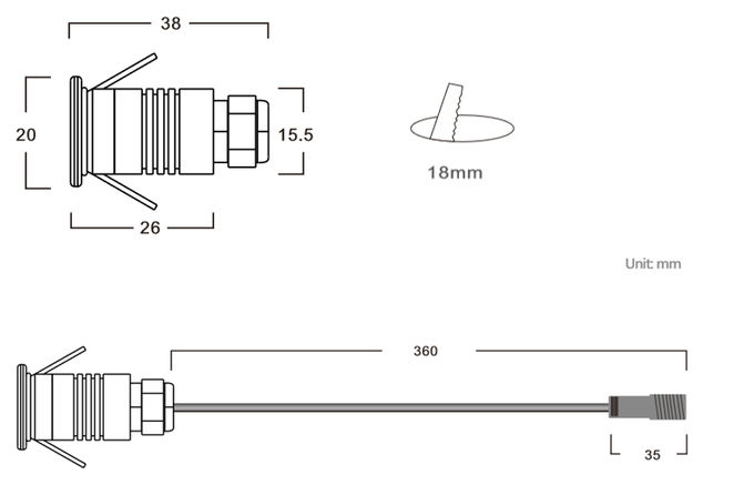 Stainless steel mini outdoor led underground lights, 1W / IP67 / DC12V/Cutout 18mm