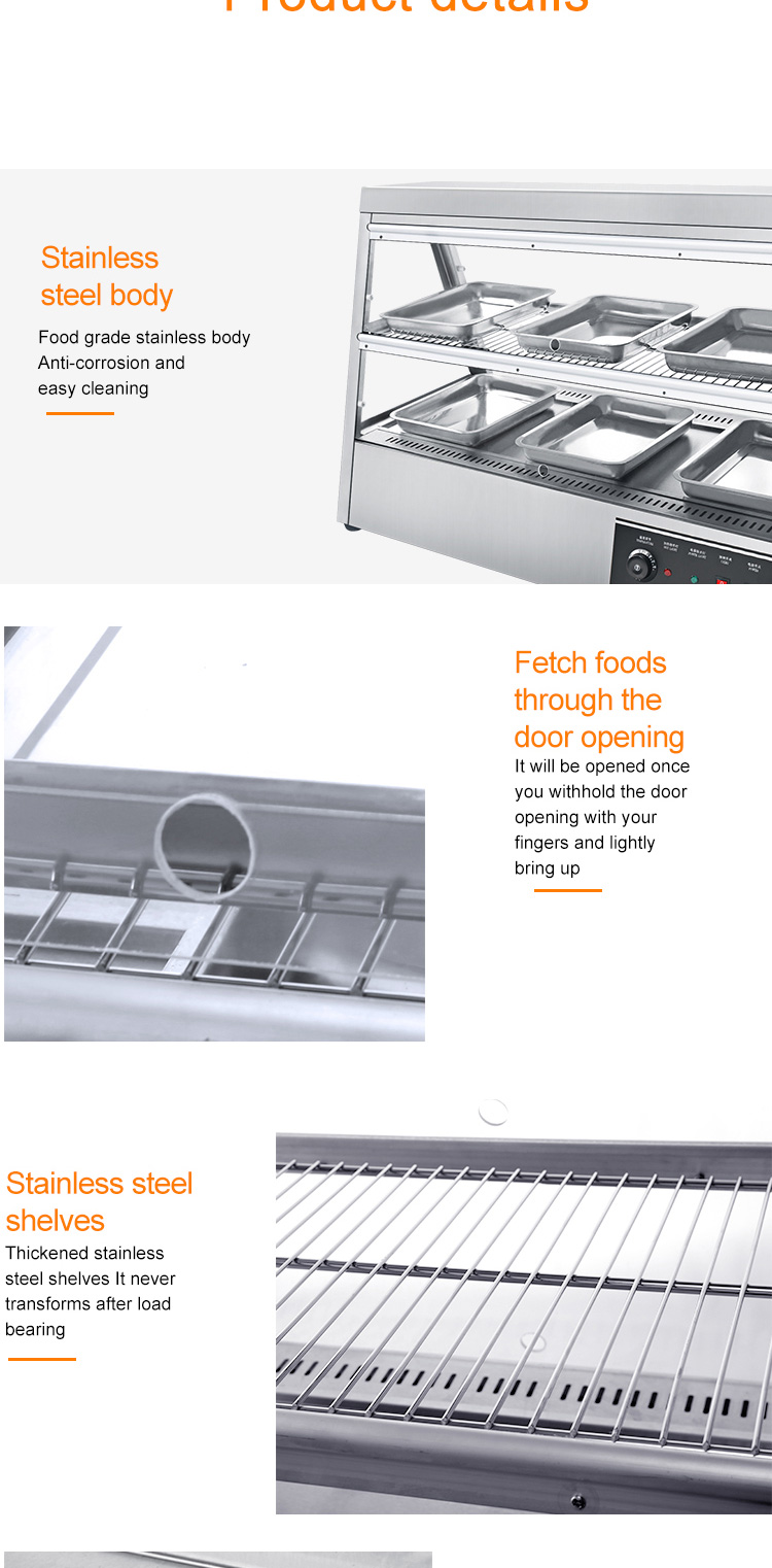 Modern Desgin Two Layer Hot Air Circulation Food Display Warmer for Fried Chicken