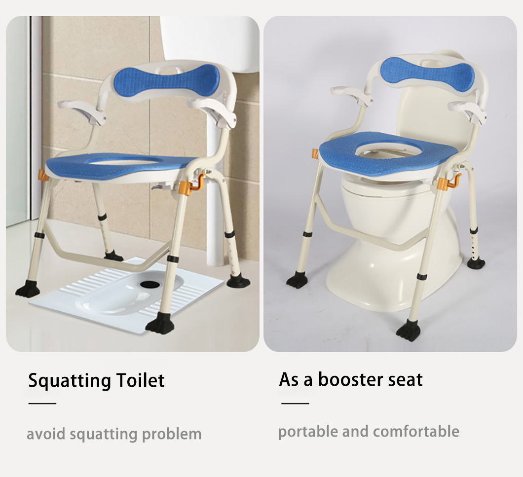 Lightweight 3 In 1 Toilet Chair Height Adjustment Folding Water Proof