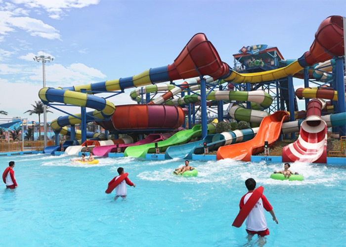 Funny Fast Fall Water Slide Playground With Fiberglass Galvanize Steel Material