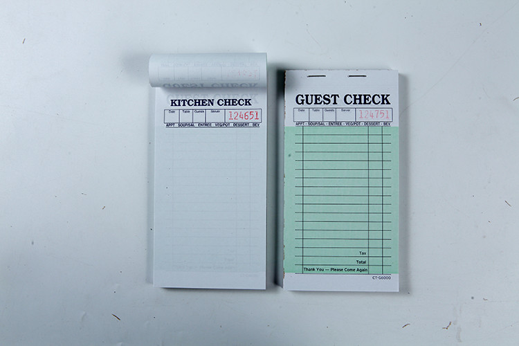 Green color Two parts guest check docket books CT-G6000 with two carbon papers fast selling for US market