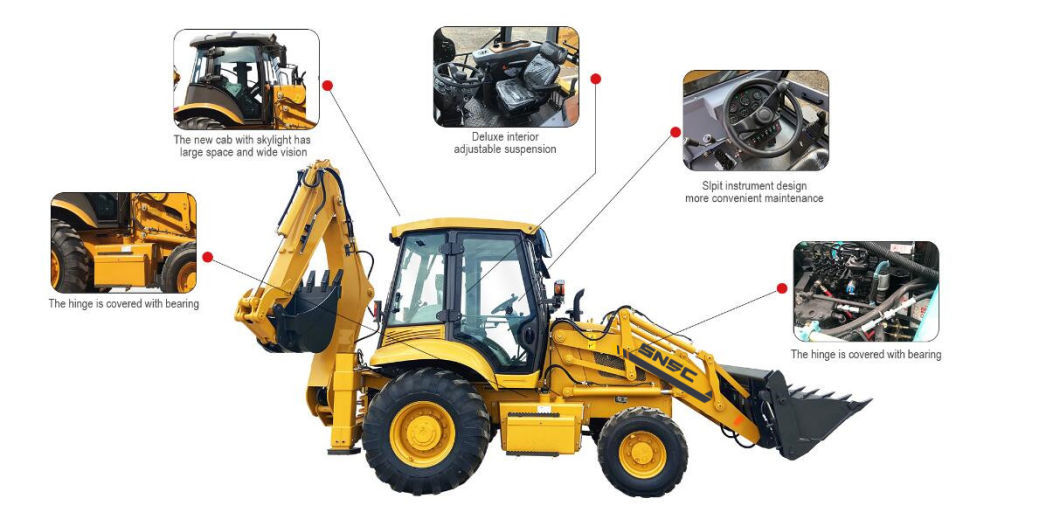 Front End Loader Backhoe 4X4 2.5 Ton Mini Payloader Joystick Towable Retroexcavadora Backhoe Loader