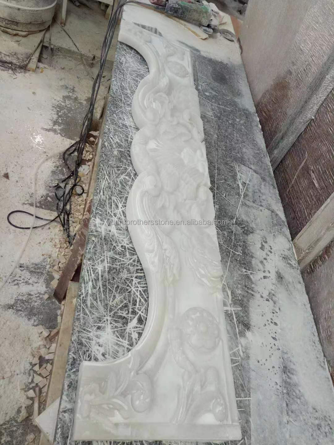 Modern Design White Marble Fireplace Surround for Wall Mounted Installation