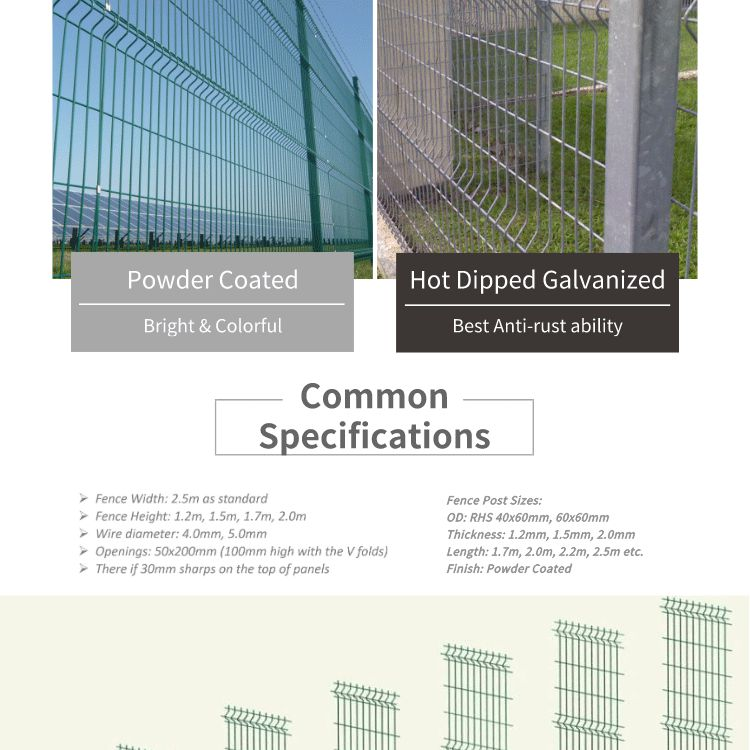V Fold Welded Wire Mesh Commercial Fence Panel for 5.0mm Heat Treated Iron Wire Fence