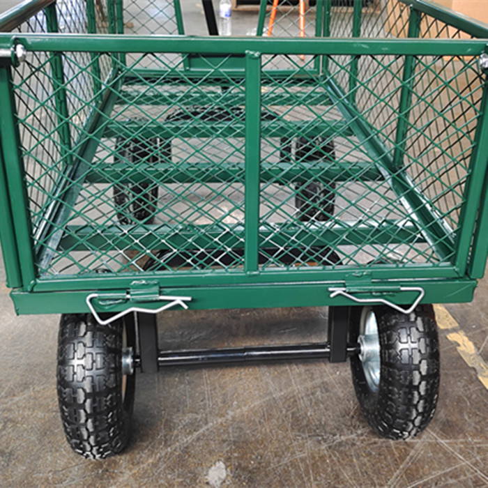 75L Garden Mesh Cart Heavy Duty Metal Mesh Garden Cart 350-4 Air Wheel