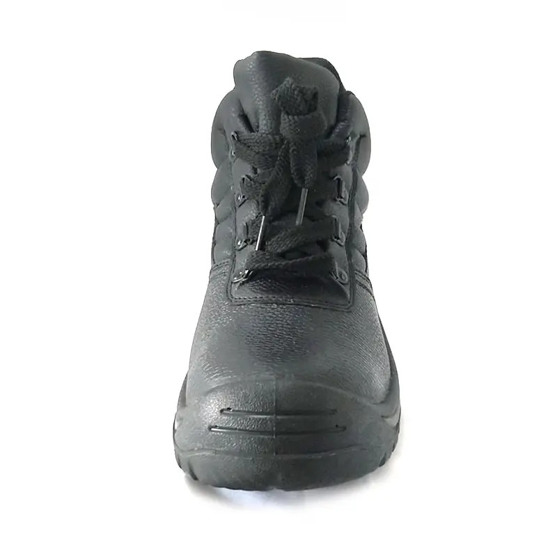 Black Genuine Leather Shoes Mesh Upper Steel Toe Work Shoes For Men