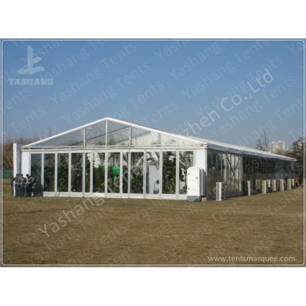 Out side 4M Width French Style High Peak Frame Tent Transparent PVC Windows