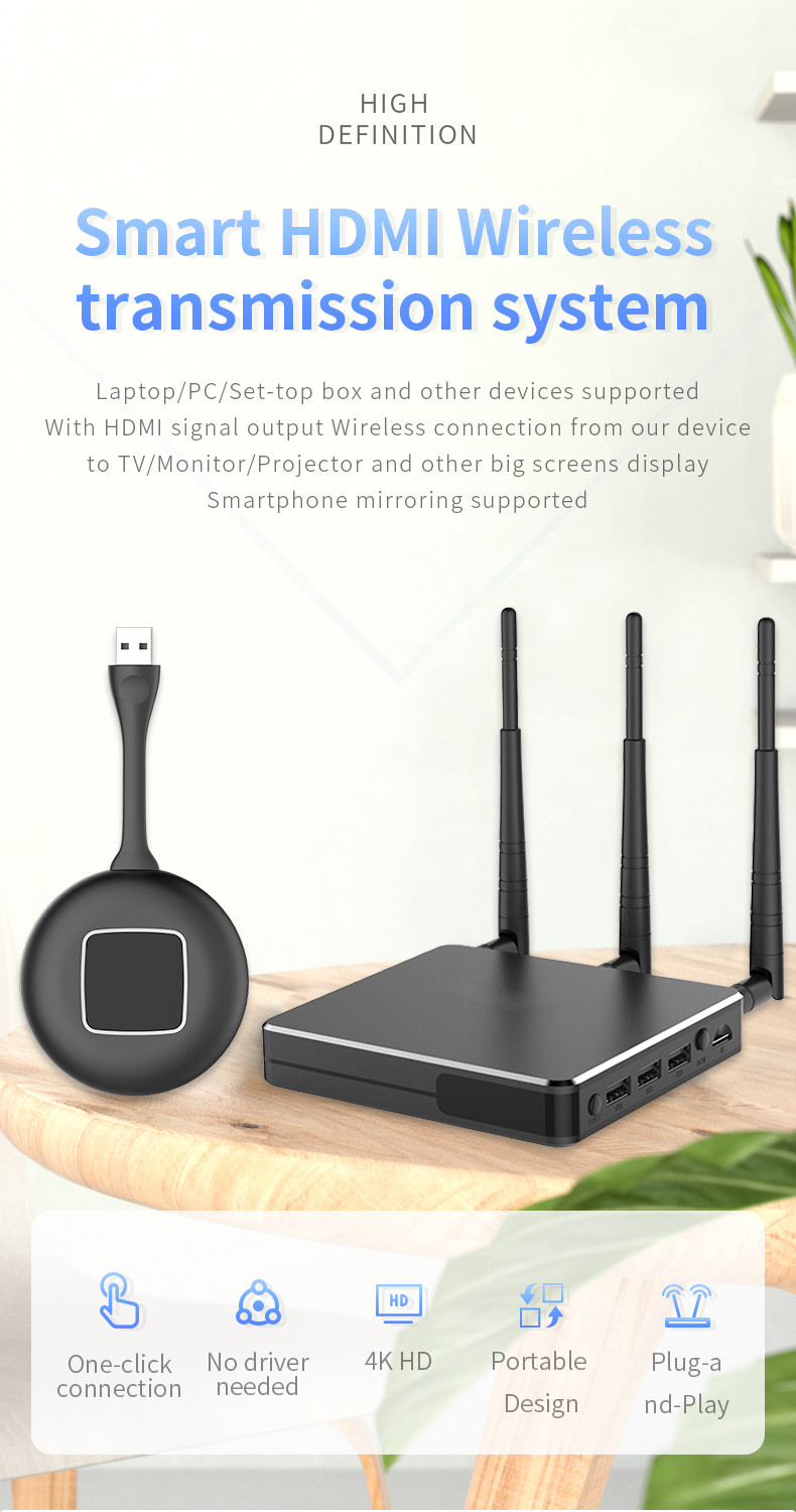 4K Wifi presentation system Wireless meeting room presentation system for Projector TV and Monitor