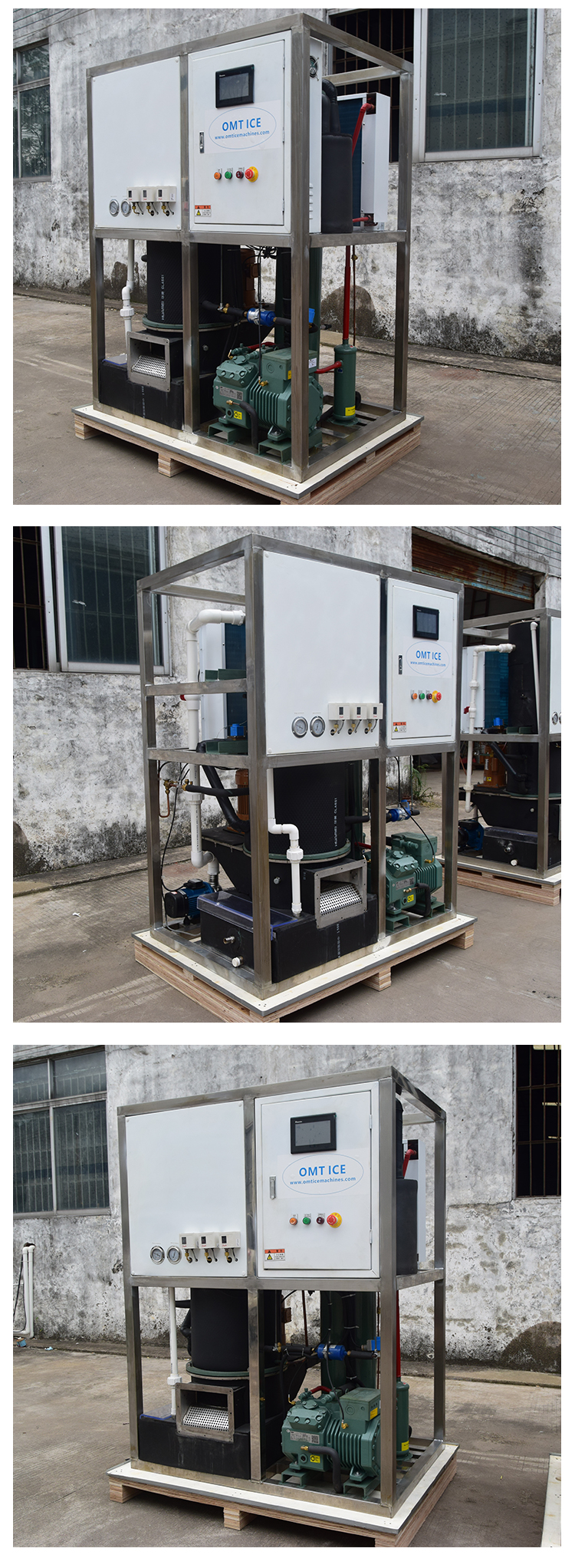 Large Ice Storage Capacity 1T Industrial Tube Ice Machine Maker with High Output and 1200*900*1600mm Size