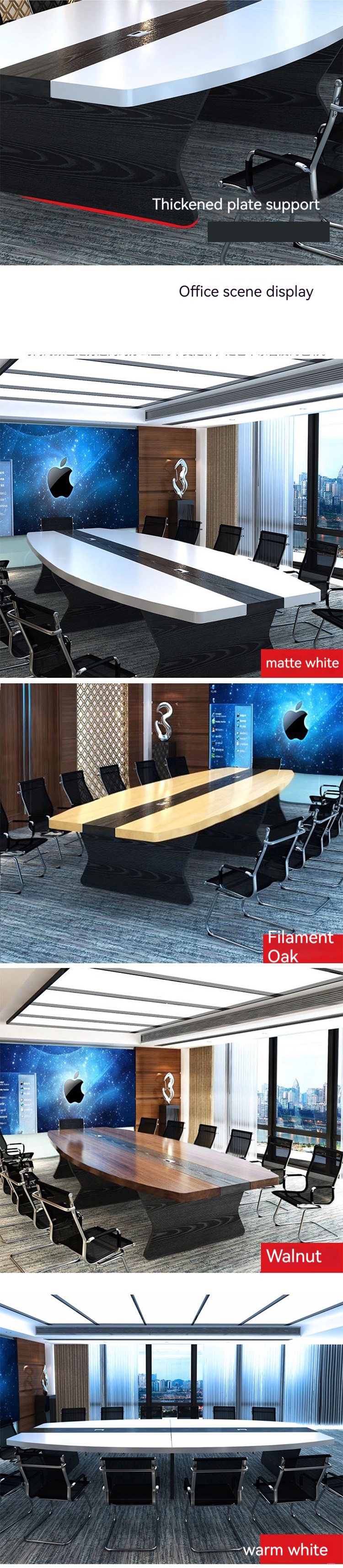 E1 MDF/MFC Melamine Board Conference Table and Chair Combination for Modern Offices