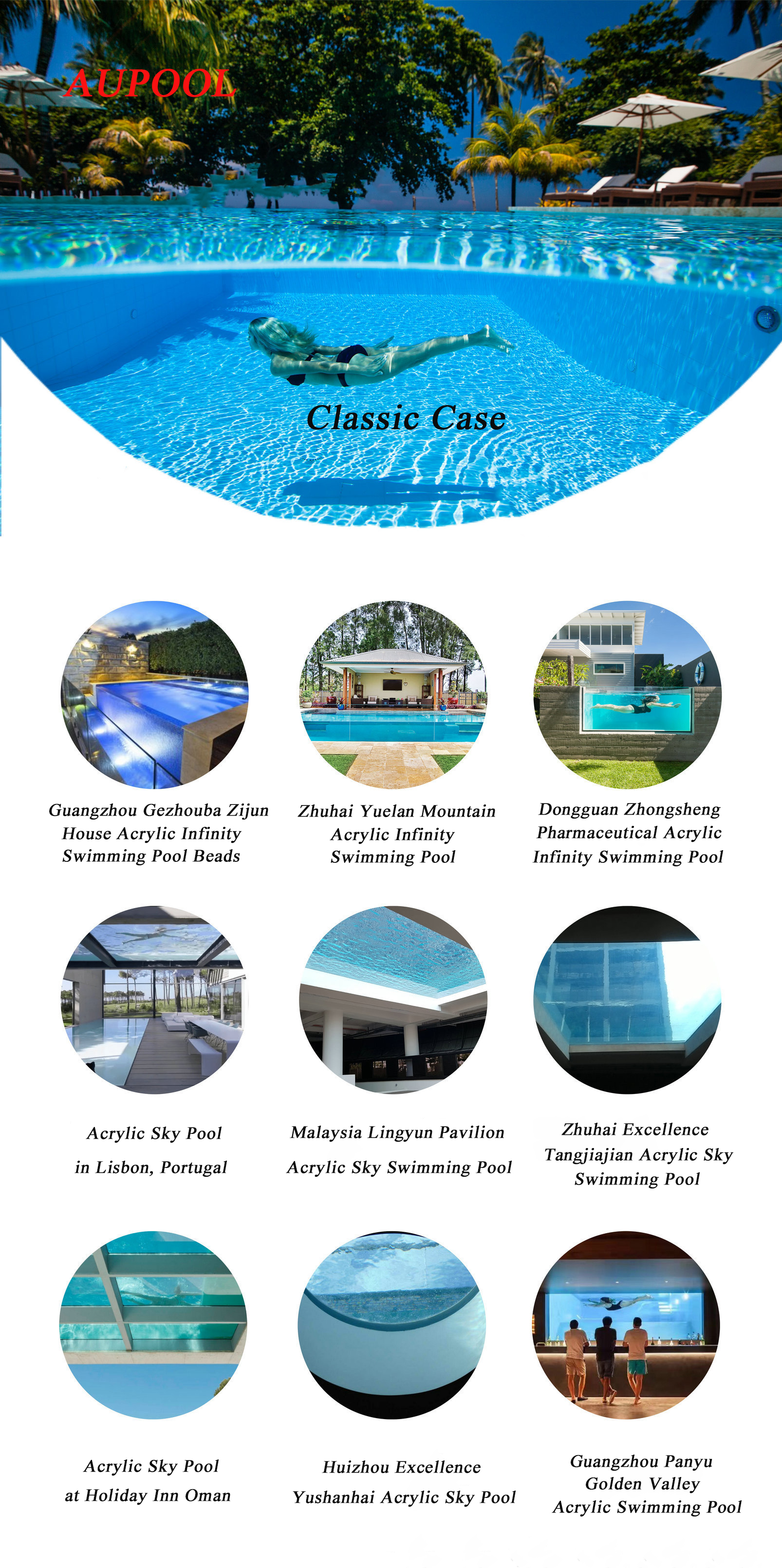 Clear Acrylic Swimming Pool with High Light Transmission 93% and Transparent Panel