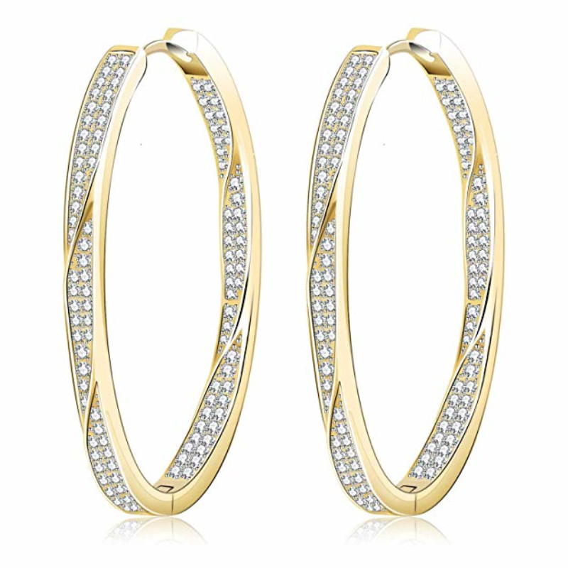 New Fashion S925 Jewelry Party Gift Custom CZ Huggie Gold Hoop Earrings For Women