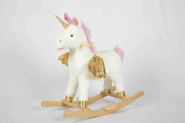 White Toddler Wooden Toys Rocking Horse Unicorn For High Rack Stuffed Animal