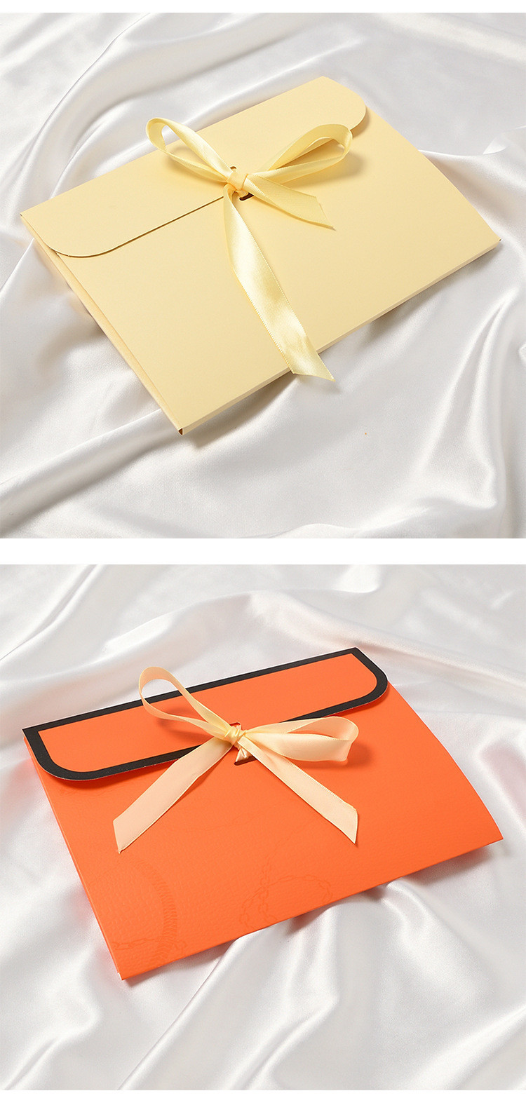 Paperboard Envelope Custom Paper Pouch With Ribbon Closure