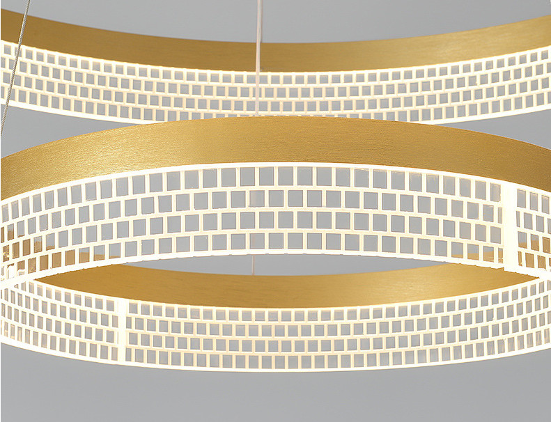 Tricolor Modern Ring Chandelier Dimmable Double Ring Pendant Light With Acrylic Lampshade