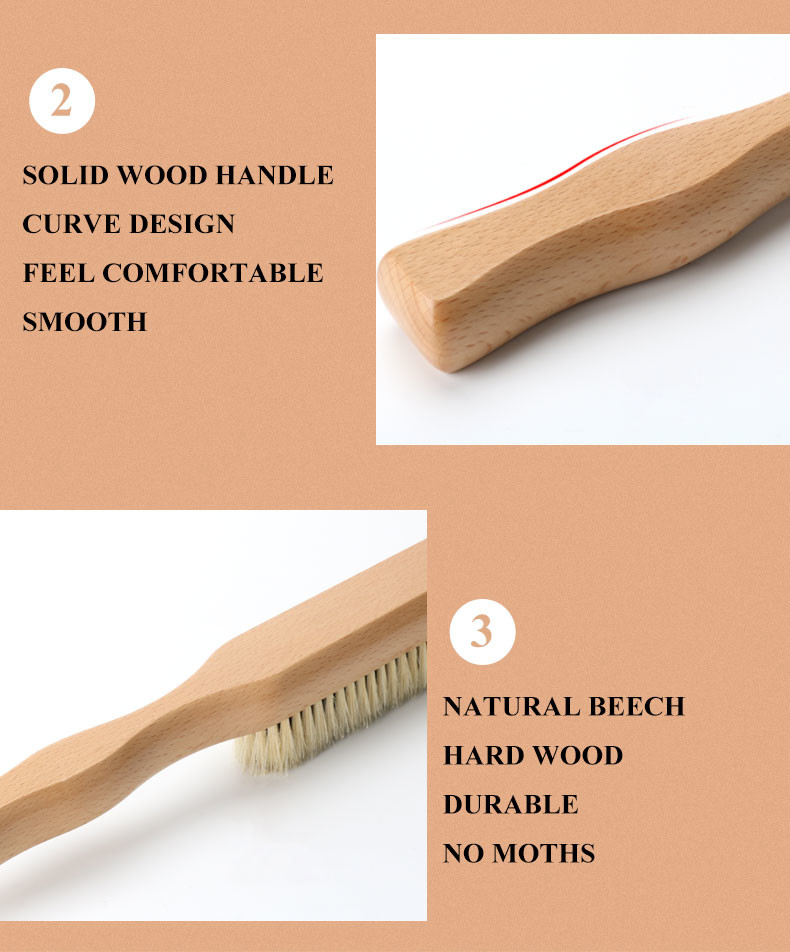 Beechwood Boar Bristle Wooden Scrub Brush With Long Handle Lightweight