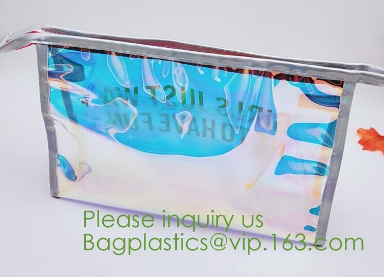 holographic pvc bags, holographic packs, holographic pouch bags, holographic metialized cosmetic make up, holographic PU