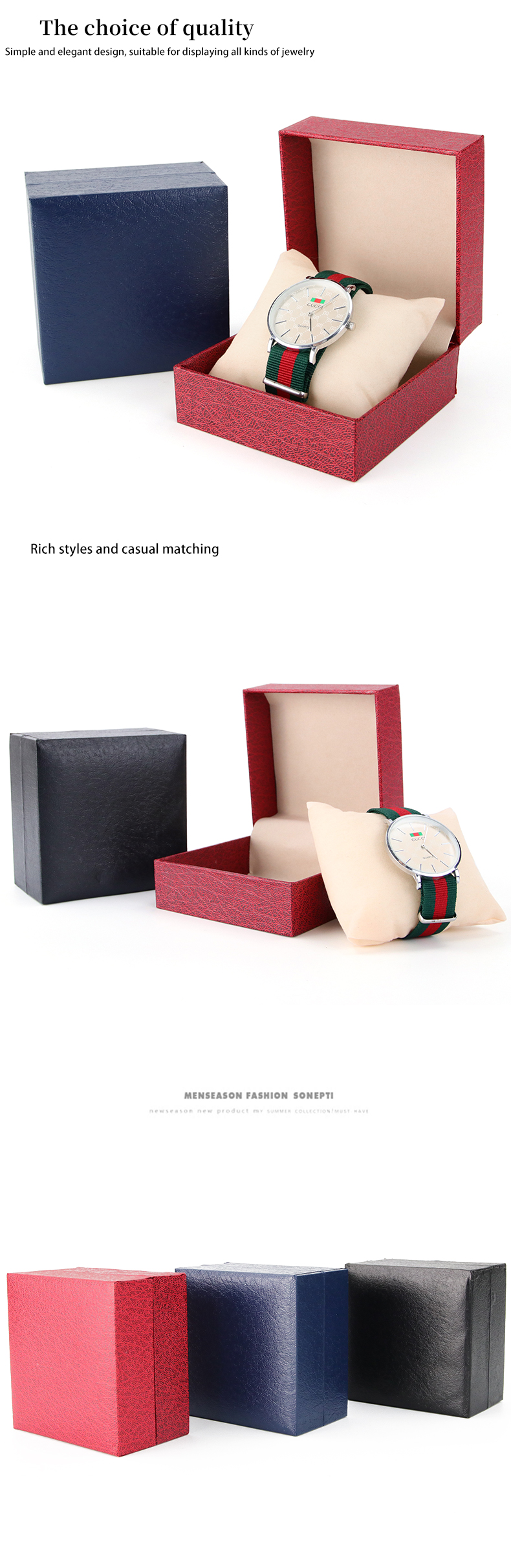 Fine Pebble Grain Hard Paper Watch Packaging Box Compact Cardboard Storage Case