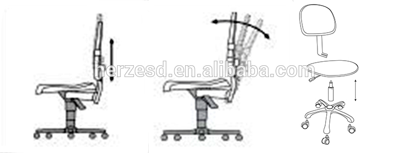 10e9 ohm 320mm Radius Antistatic PU Leather ESD Safety Chair