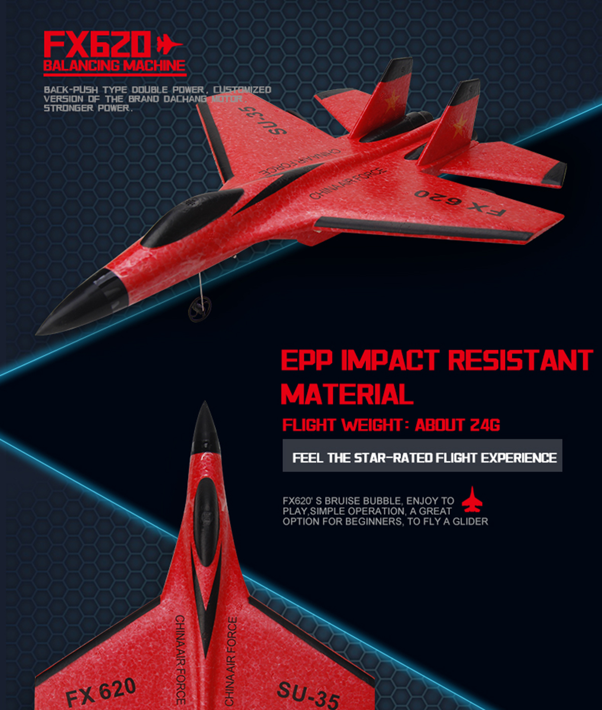 2.4g Frequency Epp Foam Airplane Fx-620 Rc Glider Su-35 Rc Airplane Remote Control Fighter Hobby Plane Glider Airplane Toys