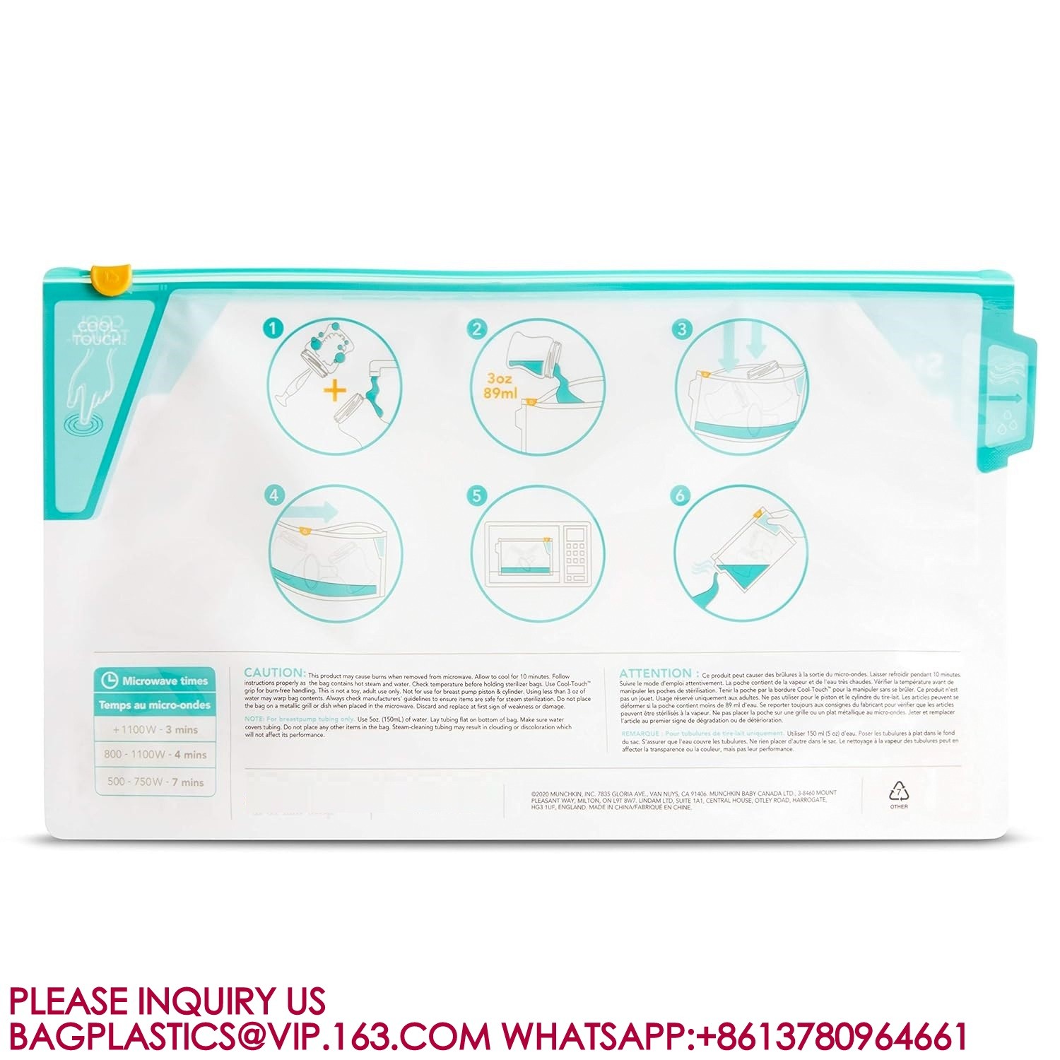 Custom Printed Microwave Sterilised Bag Microwaveable Pla Bag Microwave Sterilizer Bag