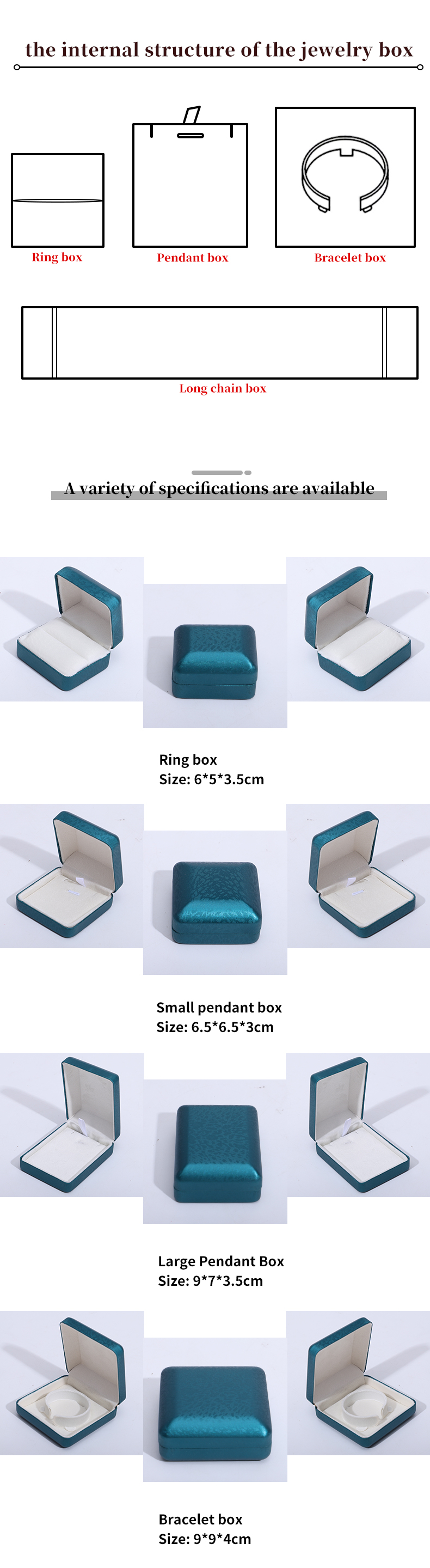Peacock Blue Snow Grain PU Leather Jewelry Box , Luxury Jewelry Set Gift Box OEM