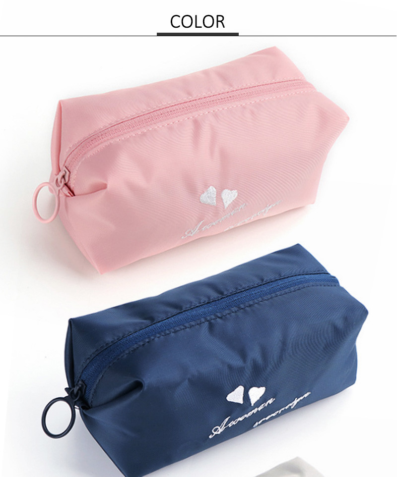 Custom Polyester Cosmetics Makeup Bag Pure Color Pink Wash Bag