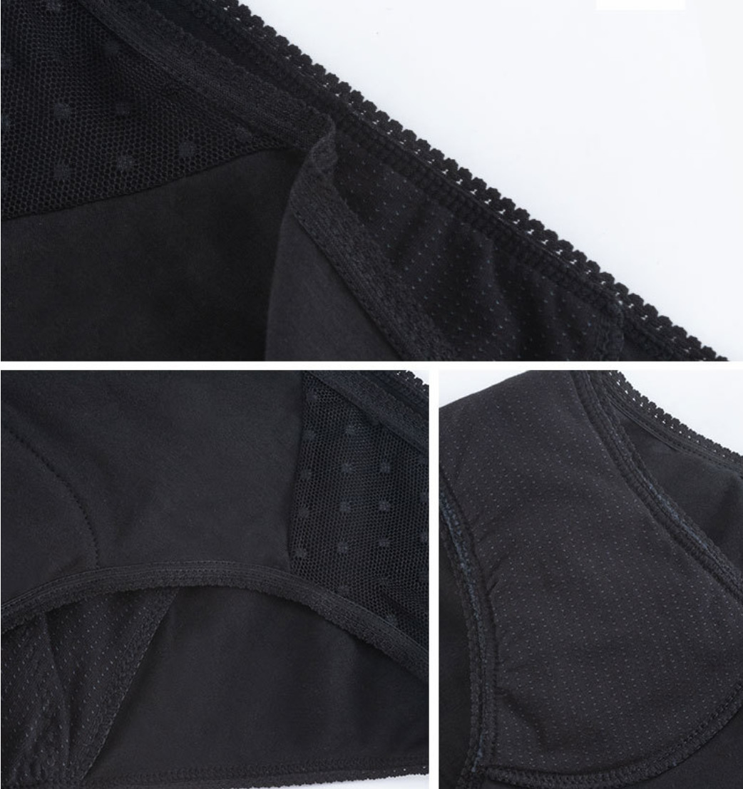 5xl Xxl Heavy Flow Period Panties Black Elastic Absorbent Menstrual Underwear Washable